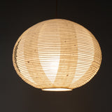40cm White double-layered Japanese paper lamp shade - under view, lit