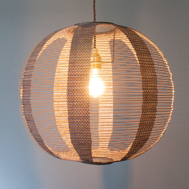 45cm diameter Japanese paper pendant light, in the skashi style, illuminated