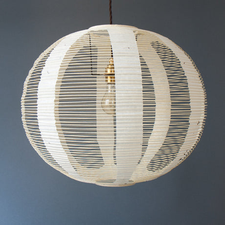 45cm diameter Kozo (Cream) Skashi Japanese handmade paper lamp shade - straight view