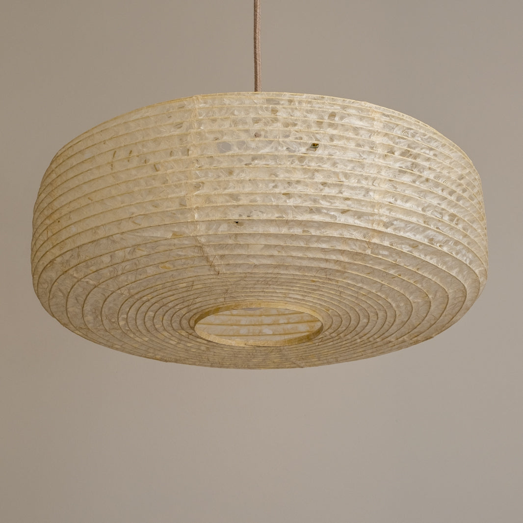 45cm daifuku (rectangular profile) hemp or Asaraku Japanese paper lampshade, under view