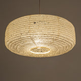 45cm daifuku (rectangular profile) hemp or Asaraku Japanese paper lampshade, under view, illuminated