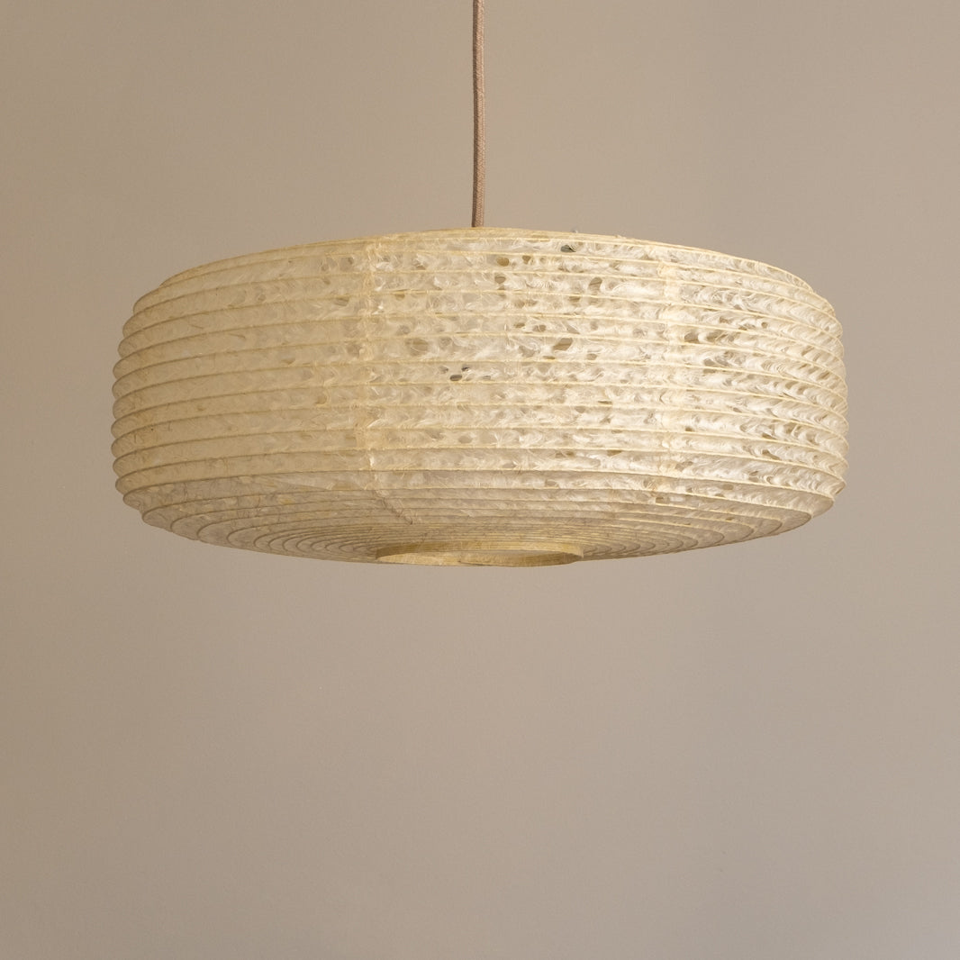 45cm daifuku (rectangular profile) hemp or Asaraku Japanese paper lampshade, side view