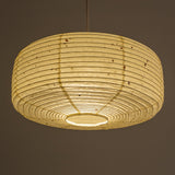 Unusual and stylish daifuku shape Japanese Paper lampshade, 45cm dia., illuminated, underneath view