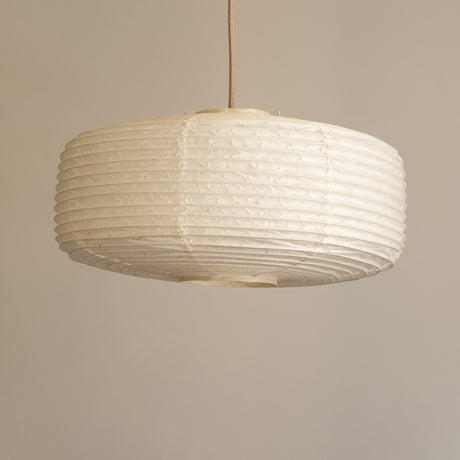 "Daifuku" shaped rectangular profile paper lampshade, Unryu paper, Handmade in Japan. side view unlit 