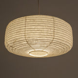 "Daifuku" shaped rectangular profile paper lampshade, Unryu paper, Handmade in Japan. up view lit 