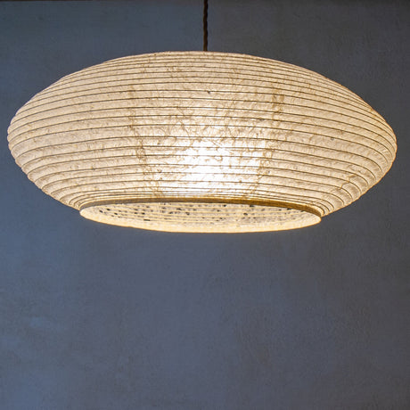 53cm diameter Natural Hemp Japanese Washi Paper Ceiling Pendant Light, illuminated