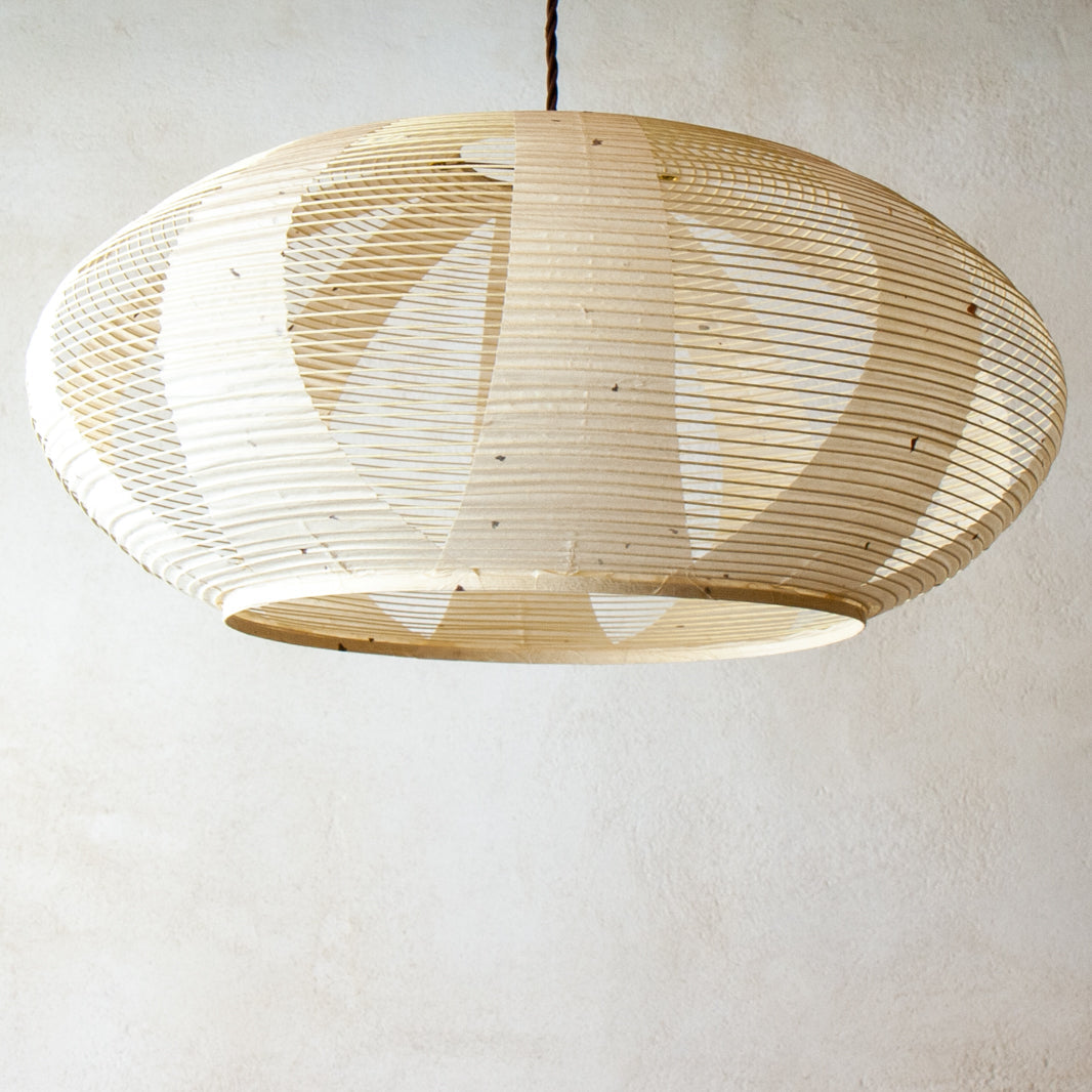 53cm White Oval Skashi Japanese paper lamp shade - view from underneath