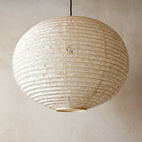 53cm Large Japanese shade made from handmade hemp washi paper - bulb just visible through the small holes in the paper