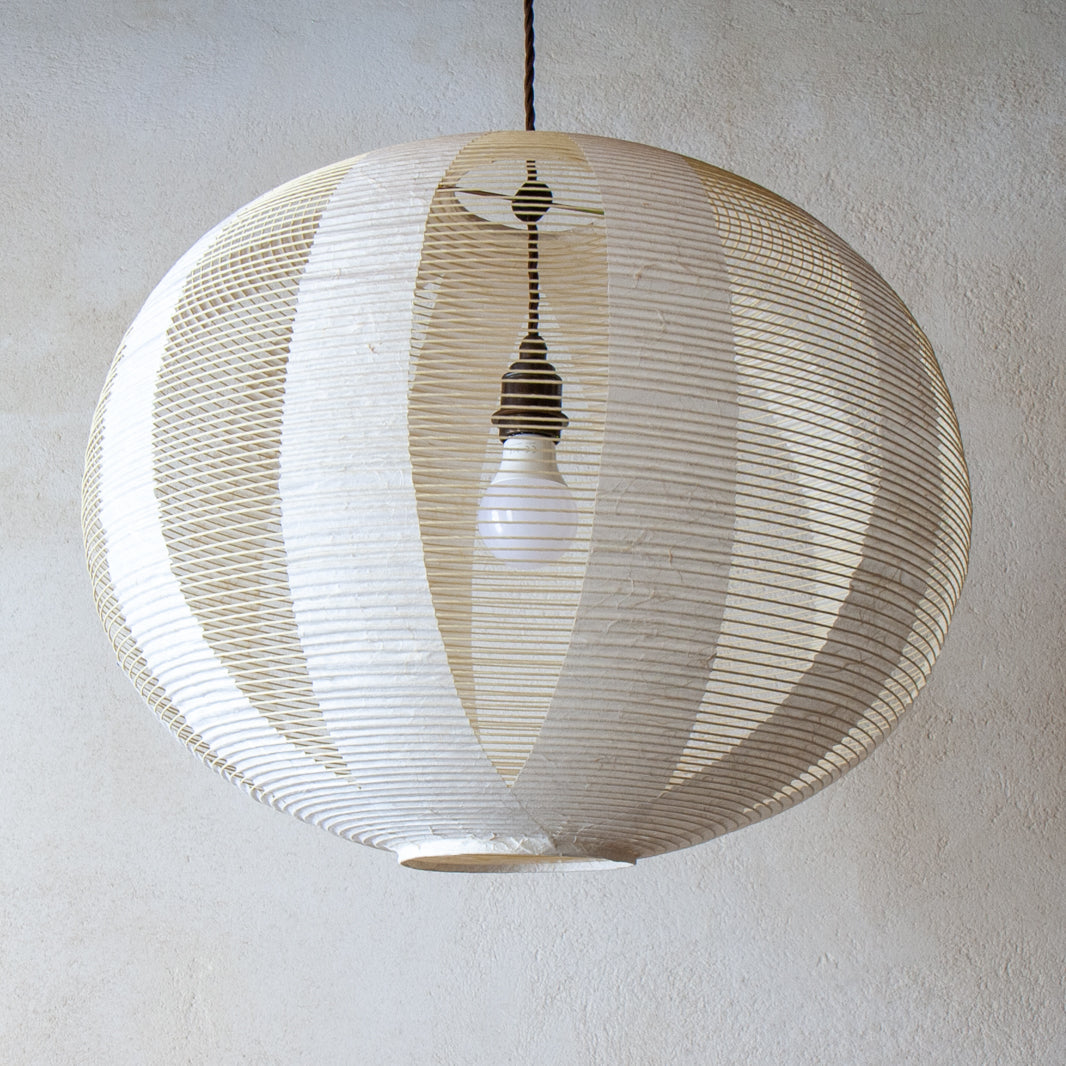 Lovely, structural but organic Japanese paper light (Unlit), 53cm round lampshade in the skashi style