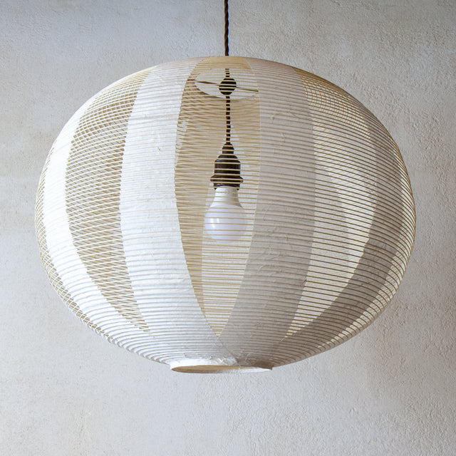 Lovely, structural but organic Japanese paper light (Unlit), 53cm round lampshade in the skashi style