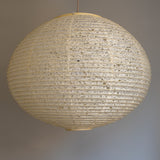 A large 71cm maru (round) paper lampshade, handmade from Japanese hemp washi paper in the asaraku style, where small holes are left in the paper
