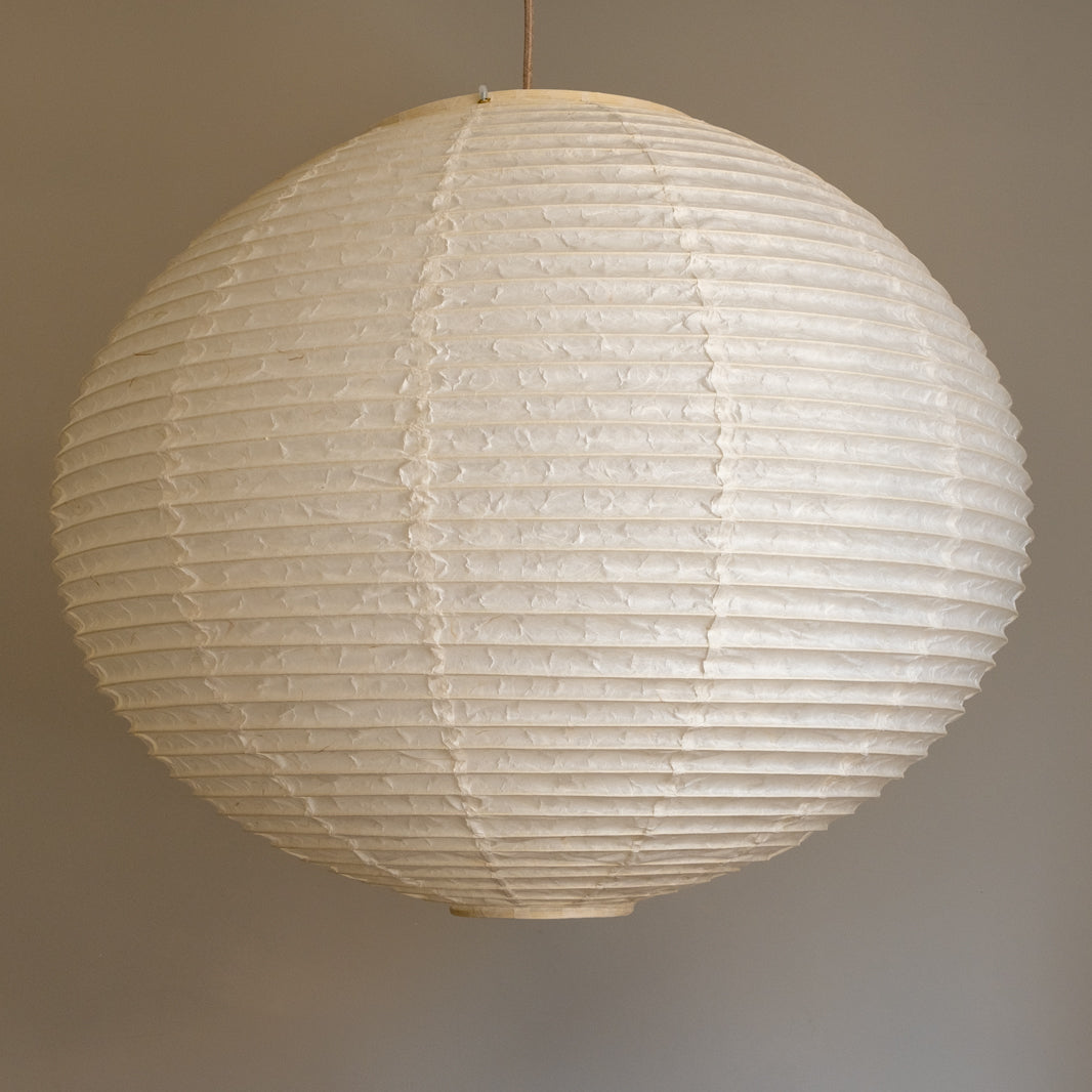 71cm diameter, large Japanese paper lampshade in white "Unryu" paper, straight view, unlit