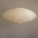 75cm diameter oval shade, hemp (asaraku) paper with small holes in, side view