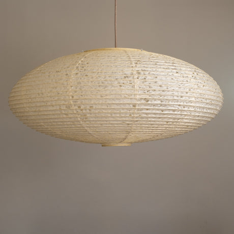75cm diameter oval shade, hemp (asaraku) paper with small holes in, side view