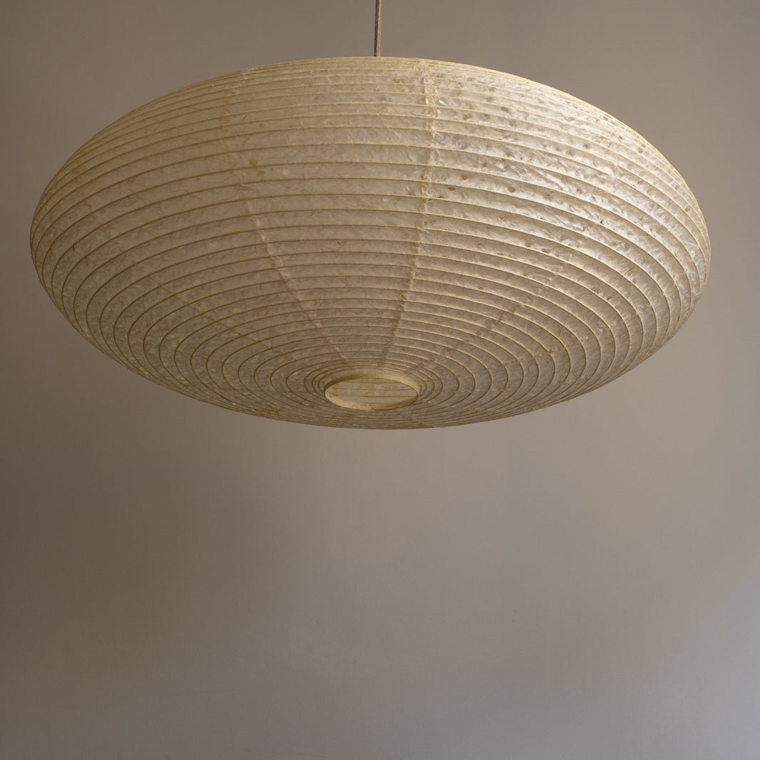 75cm diameter oval shade, hemp (asaraku) paper with small holes in, under view