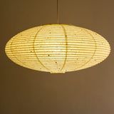 Handmade Enban, Kozo Washi paper lamp shade, 75cm diameter, illuminated