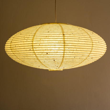 Handmade Enban, Kozo Washi paper lamp shade, 75cm diameter, illuminated