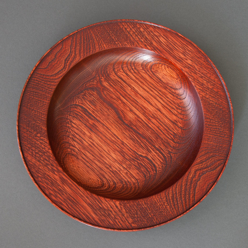 Japanese handmade red lacquered pasta bowl - top