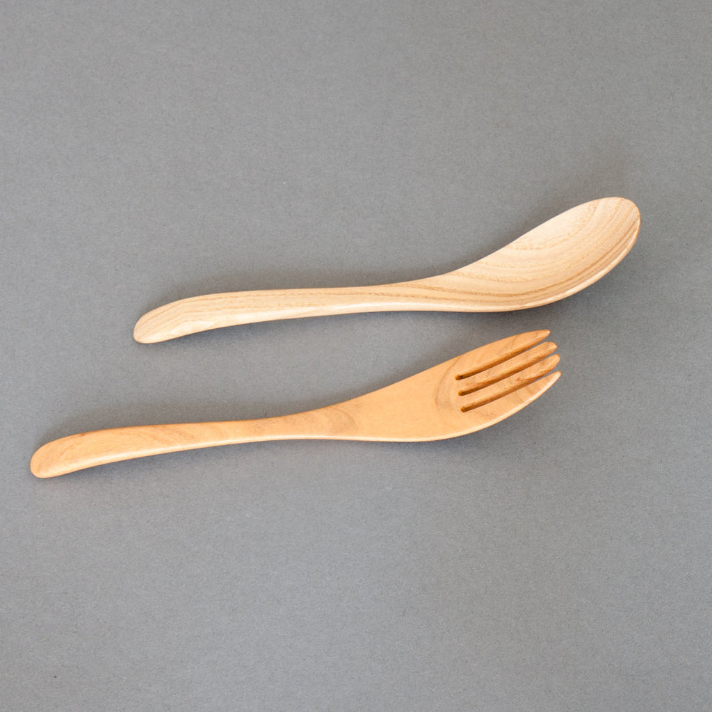 Natural lacquered fork and spoon handmade in Japan
