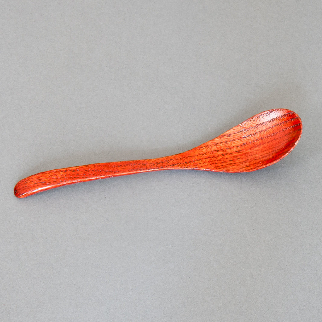 Red lacquered spoon handmade in Japan