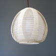 White egg-shaped double-layered Japanese paper lamp shade - straight unlit