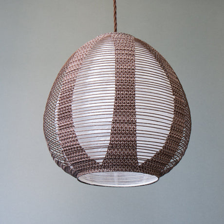 28cm diameter, Brown egg-shaped double-layered Japanese paper lamp shade - up view