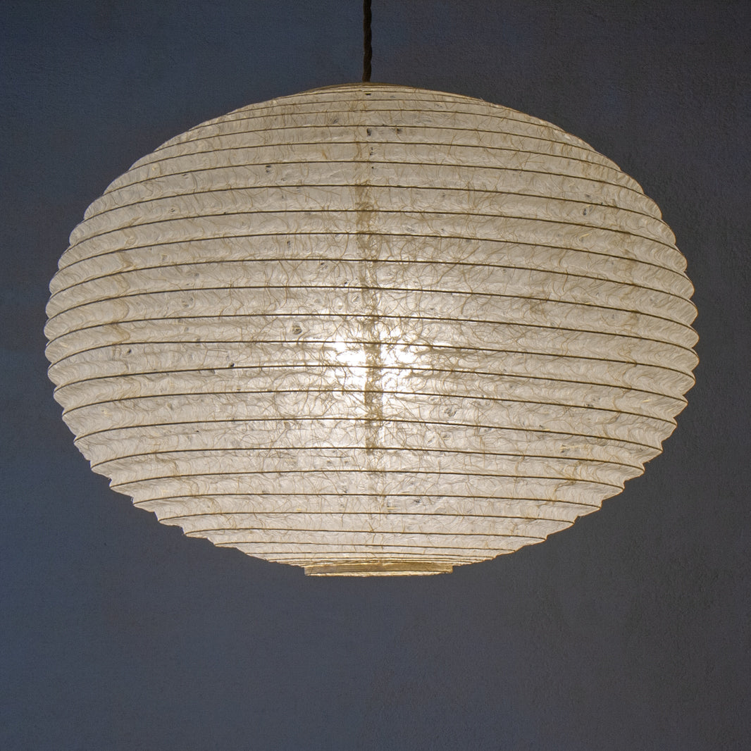 45cm Large Japanese paper light shade - beautiful textured hemp paper (Lit)