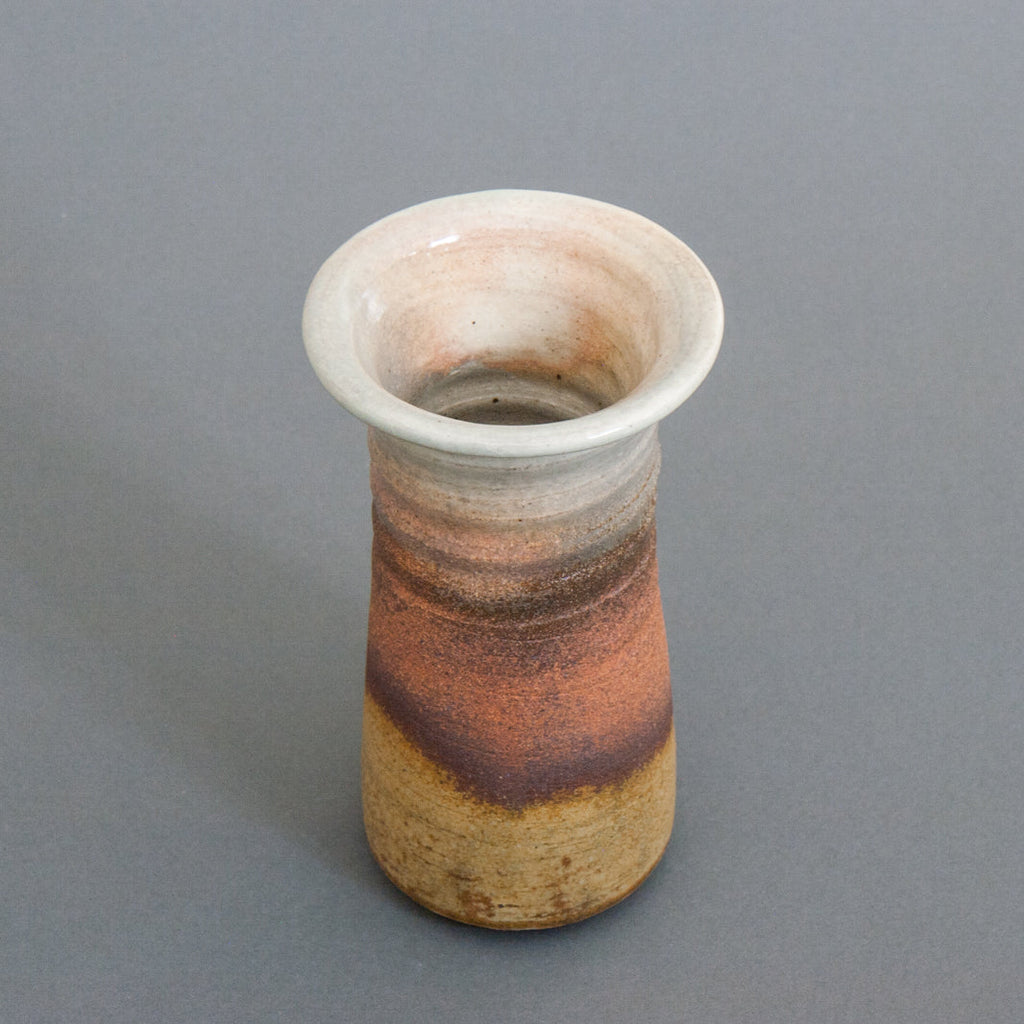 Echizen style, Japanese glazed and unglazed stoneware ceramic vase - Top