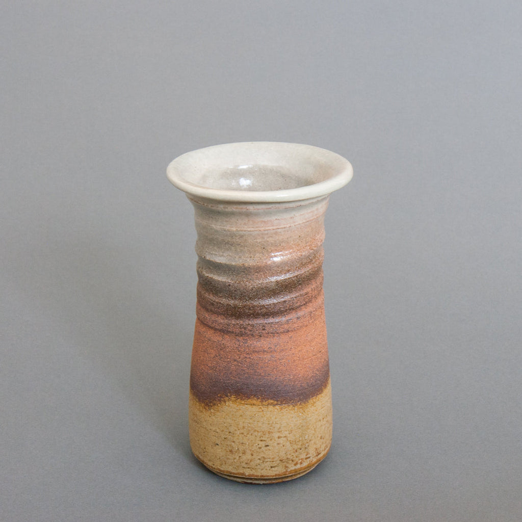 Echizen style, Japanese glazed and unglazed stoneware ceramic vase - Side