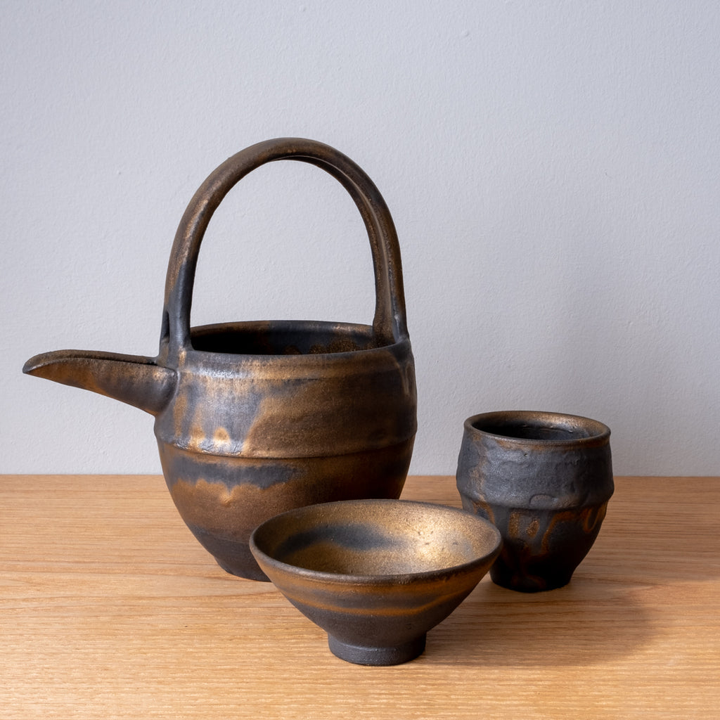 Ornate Sake Pourer Handmade Stoneware