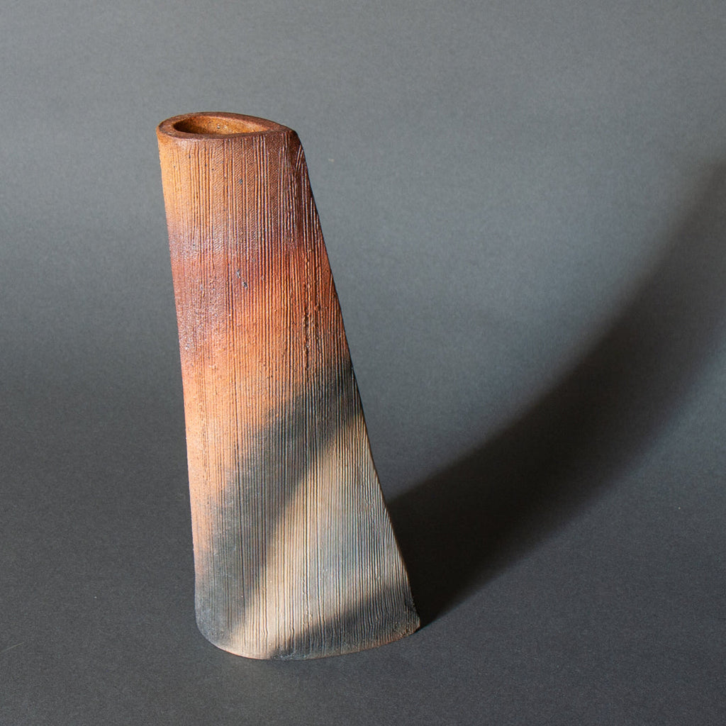 Handmade Japanese Yakishime style vase, wood-fired and handmade