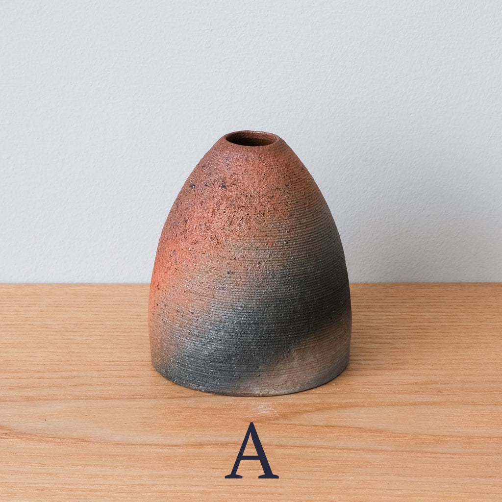 Beautiful simple unglazed Japanese ceramic bud vase