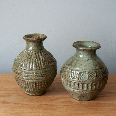 A charming little cedar ash glaze, wood-fired Japanese posy vase