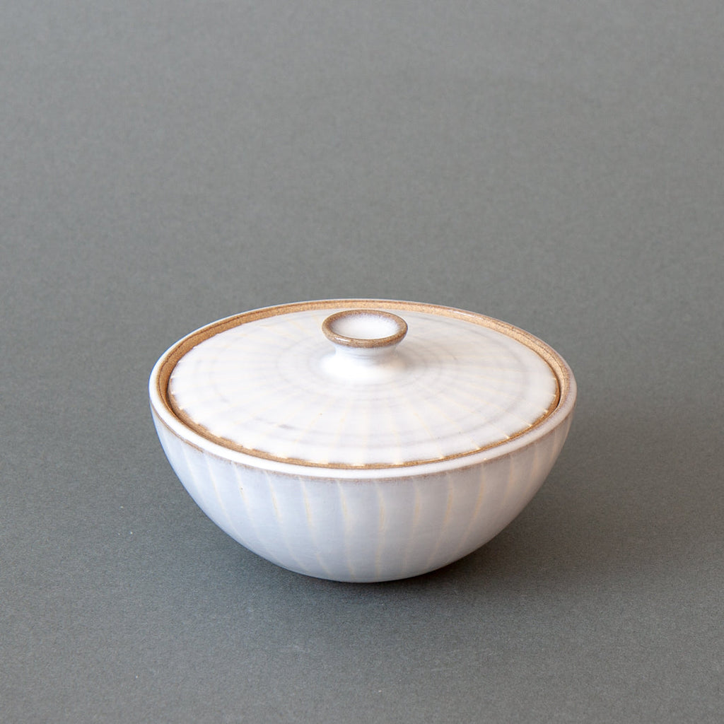 Handmade Japanese Salt Jar - White w Lid
