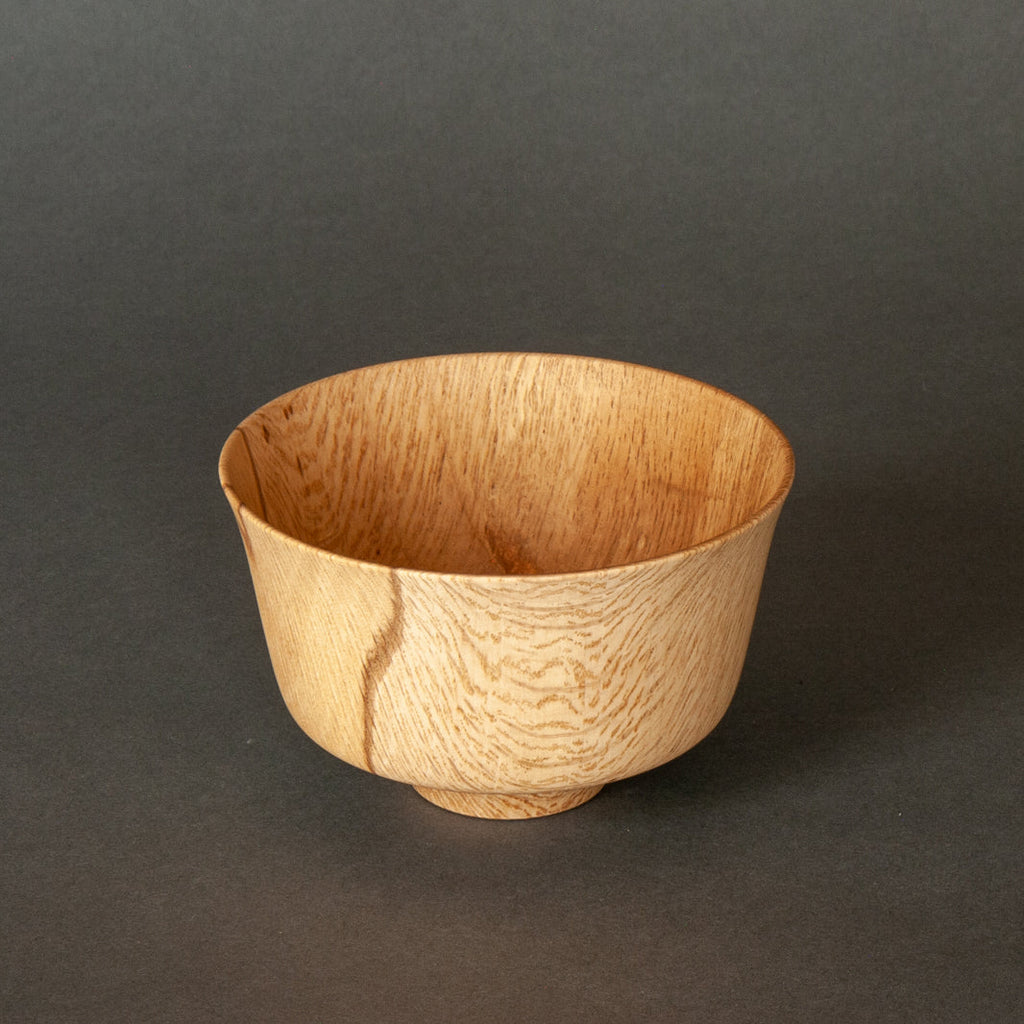 Lacquered spalted oak rice bowl, hand-turned in Japan