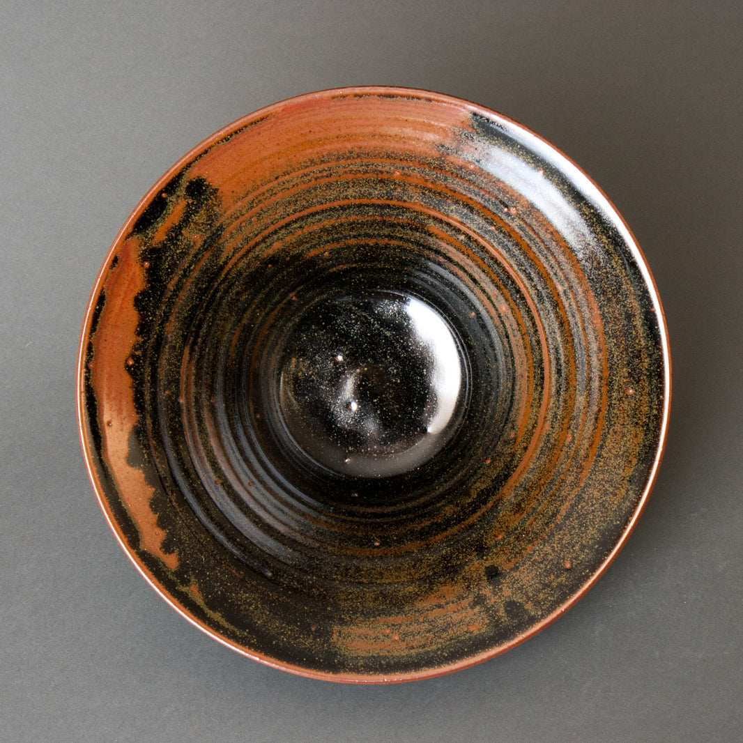 Tenmoku Handmade Fruit Bowl, Large - Top