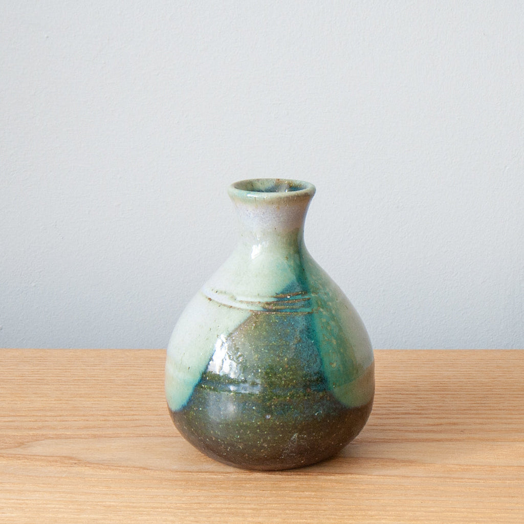 Beautiful Oribe Green Mini Vase, Handmade in Japan