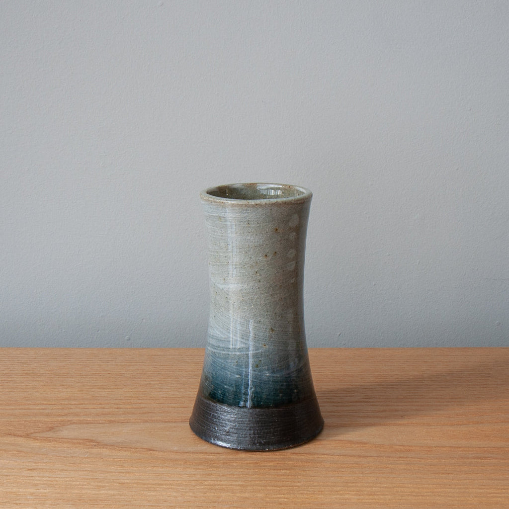 Beautiful Shirogeshi Blue and Grey Mini Vase, Handmade in Japan