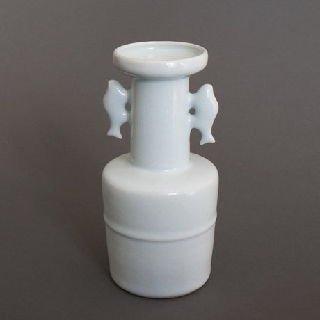 Kyo-yaki Kinuta shape vase, handmade in Kyoto by the Makuzu family