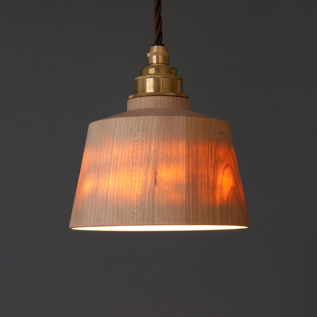 Choku Handmade Japanese Lacquer wooden lamp shade - straight lit