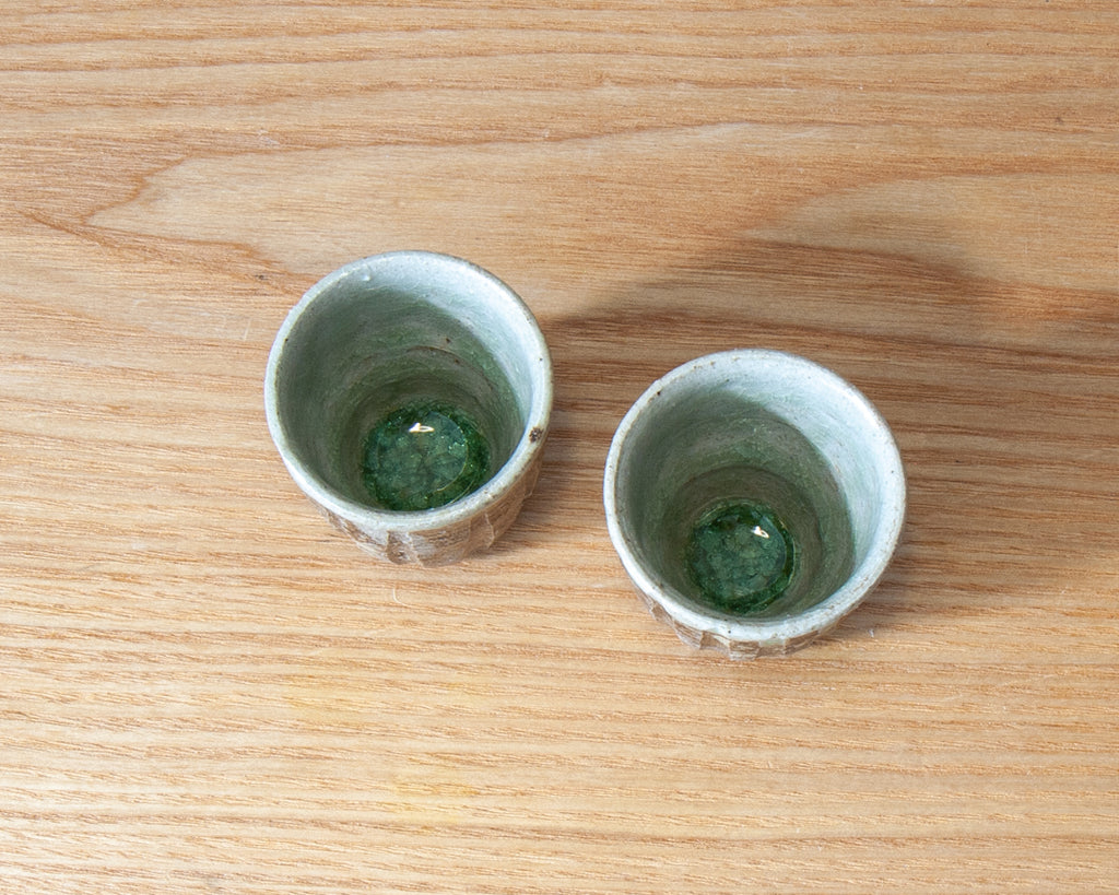 Green Glaze Sake Cups - handmade in japan