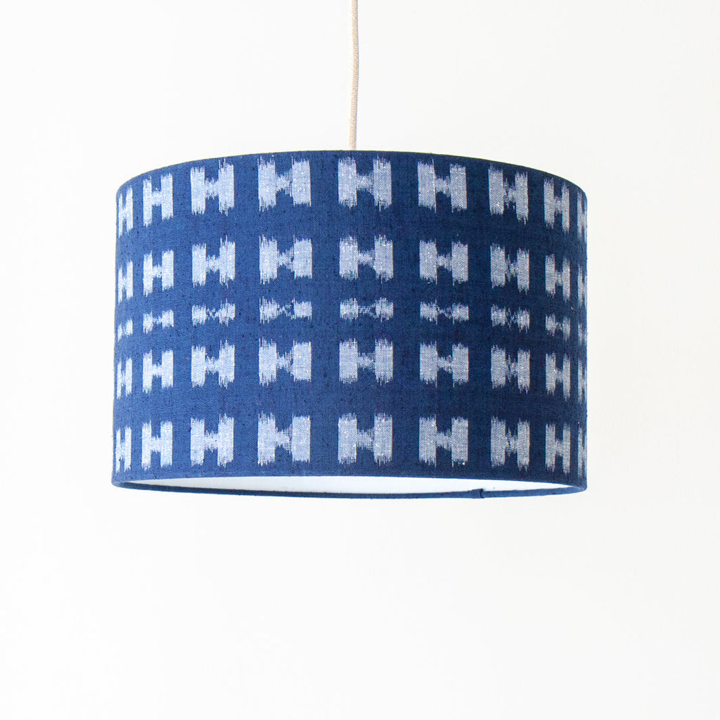 Textured blue or turquoise kimono fabric lampshades