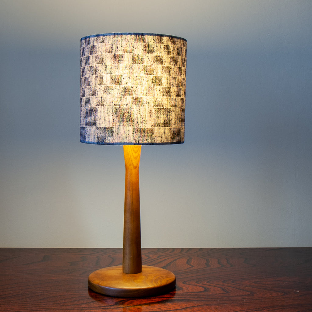 Lampshade in textured shades of grey, Japanese fabric