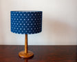 Blue kimono fabric shade with white spots, ikat or kasuri style