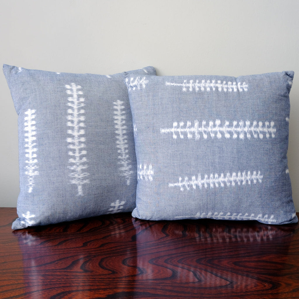 Soft Blue Indigo Cushions, woven in Japan