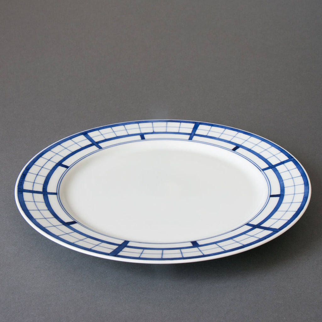 Shoji pattern hand-painted dinner plate - side