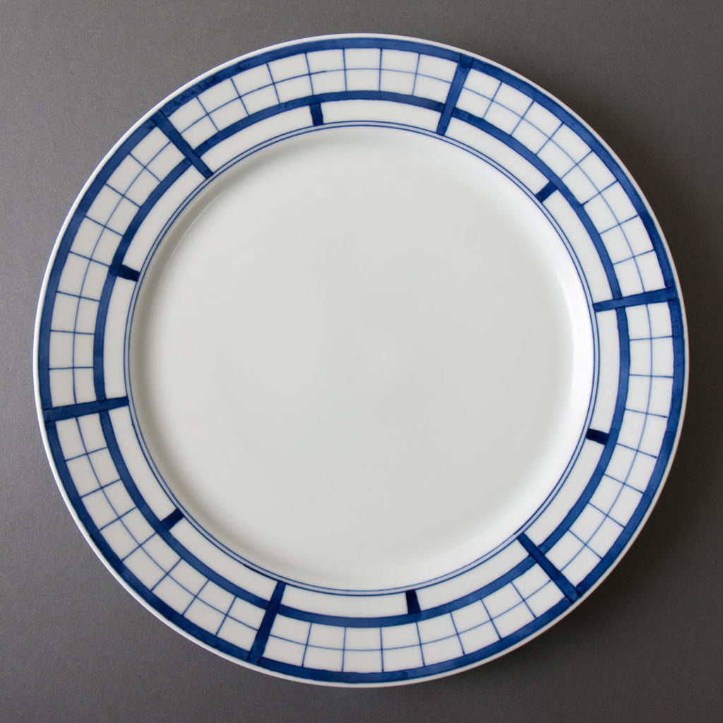 Shoji pattern hand-painted dinner plate - top