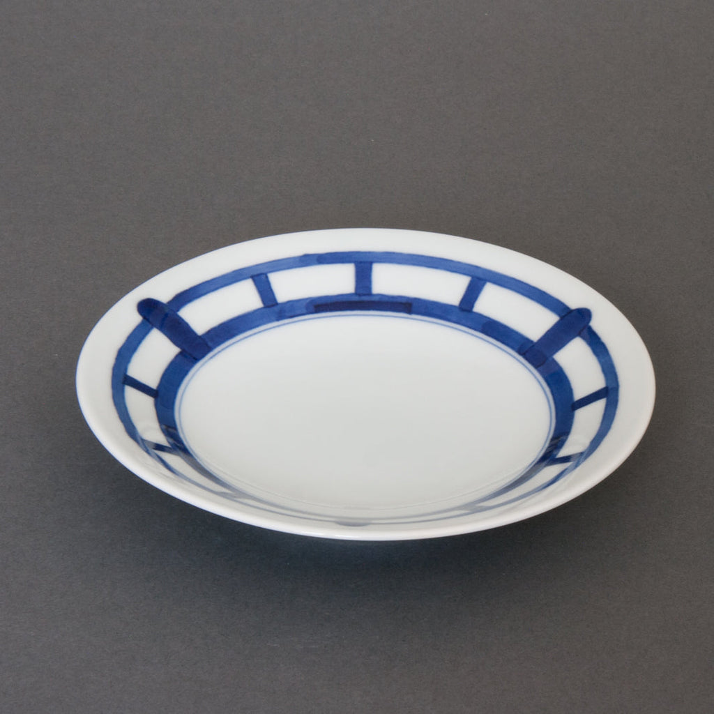 Shoji pattern hand-painted saucer - side