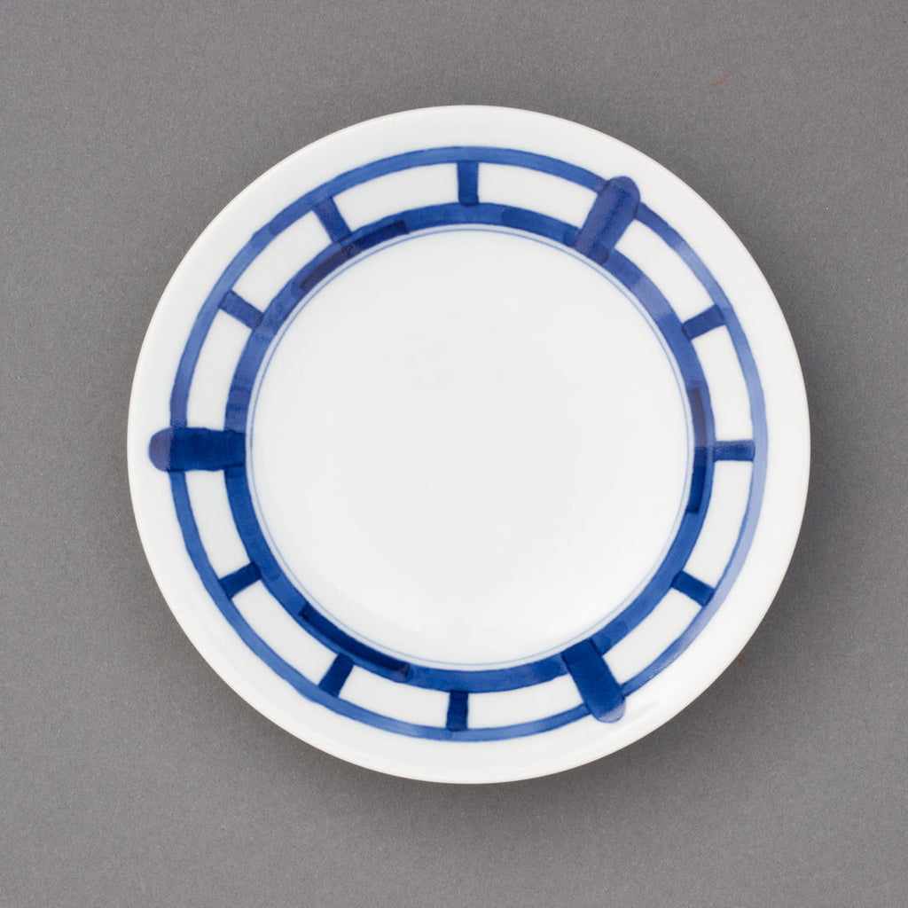 Shoji pattern hand-painted saucer - top