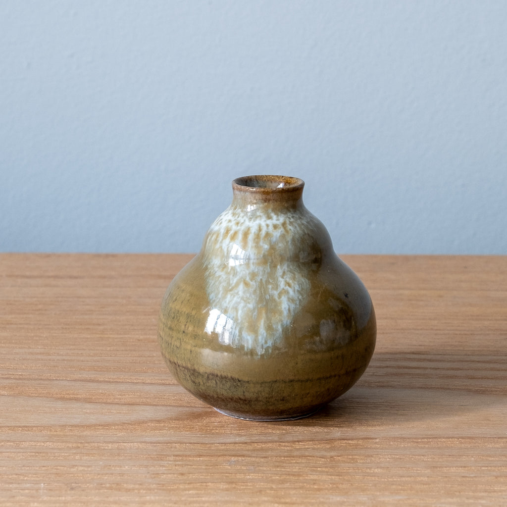 Ameyu glazed, tiny Japanese tea ceremony vases, handmade in Japan